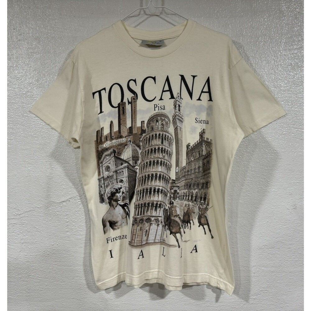 Toscana Italia Vintage T Shirt Mens Size Medium Italy Pisa Siena Firenze